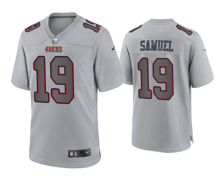 Men's San Francisco 49ers #19 Deebo Samuel Grey Atmosphere Fashion Stitched Game Jersey